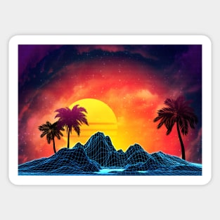 80s aesthetic retro futuristic beach design Sticker